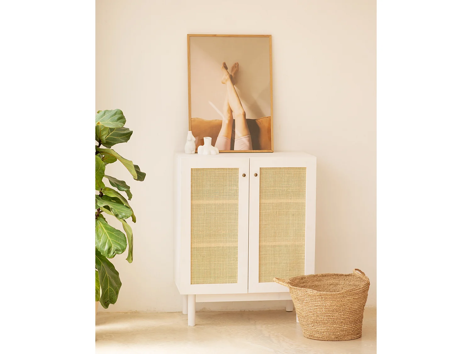 Aparador de madera maciza blanco - FRIDA - DECOWOOD