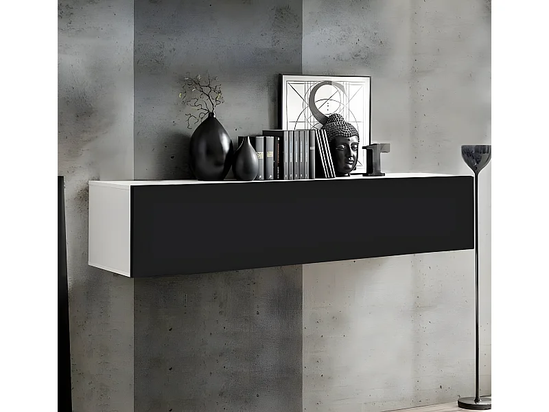 Armario colgante para Salón comedor en Blanco y Negro 160x29x30cm Krista H-160