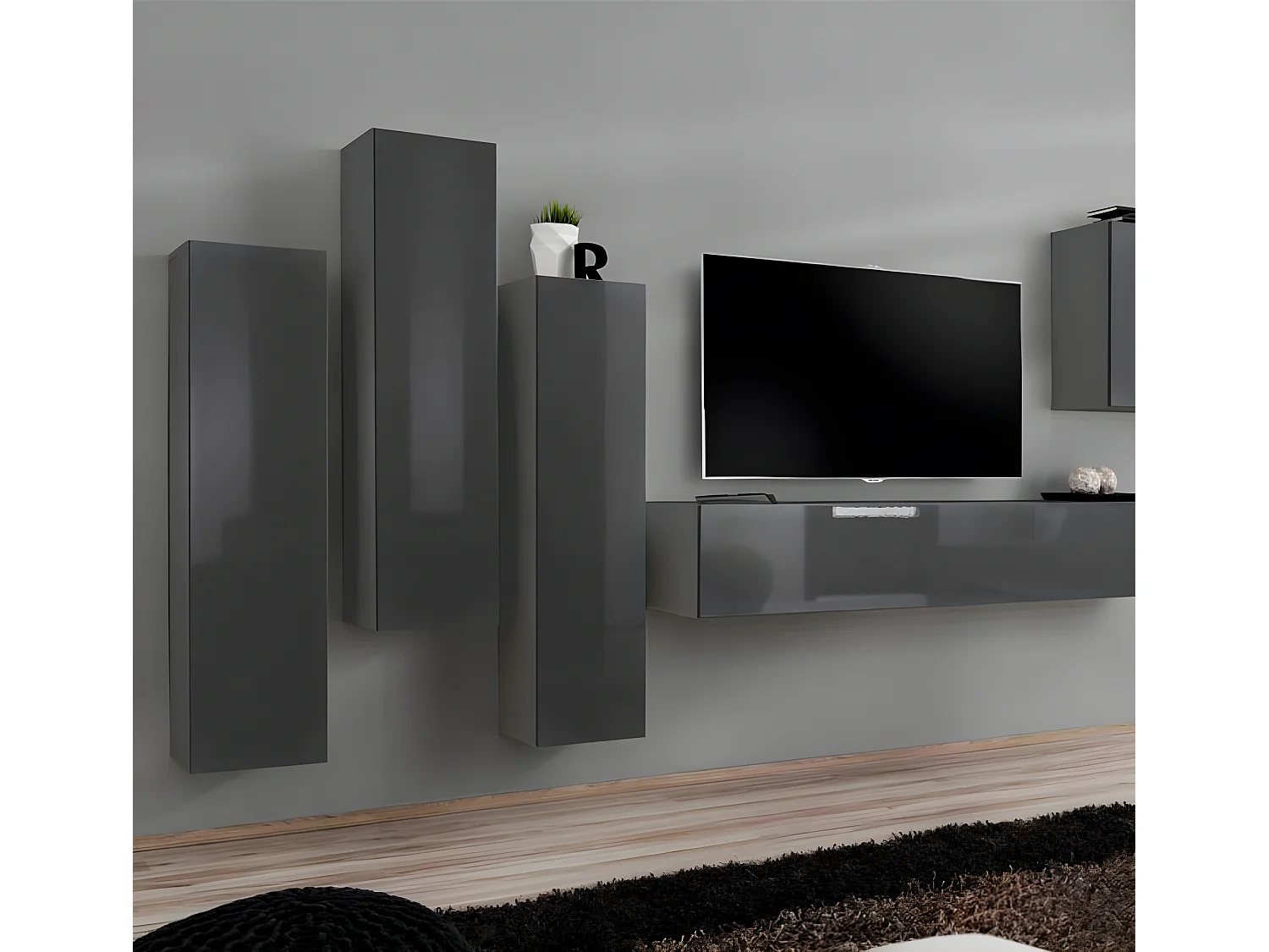 Armario colgante para Salón comedor en Gris 30x30x180cm Berit