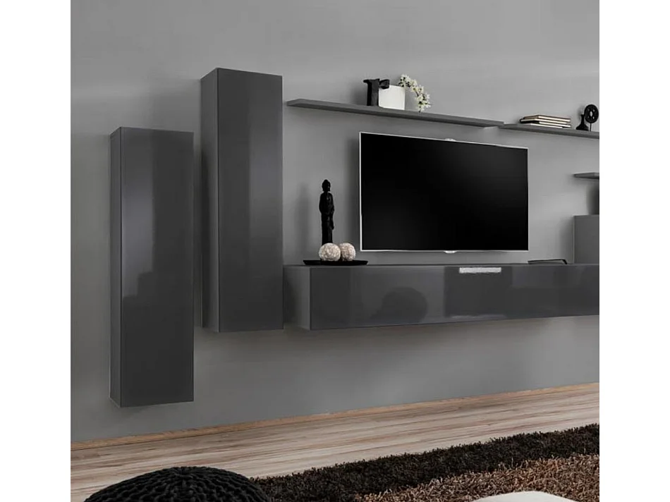 Armoire murale pour Salon Salle à manger en Gris 30x30x120cm Berit