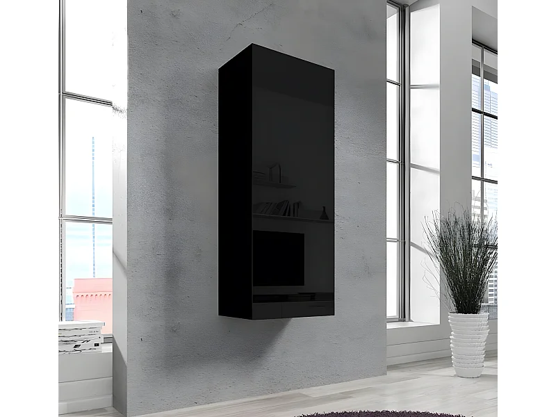 Armario colgante para Salón comedor en Negro 40x29x126cm Nora V1