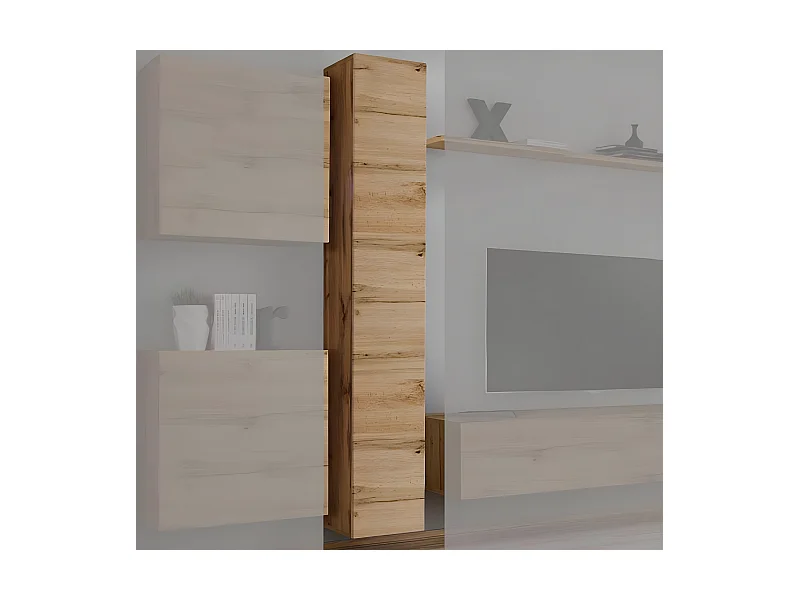 Armoire murale pour Salon Salle à manger en Coleur Chêne 30x30x180cm Berit