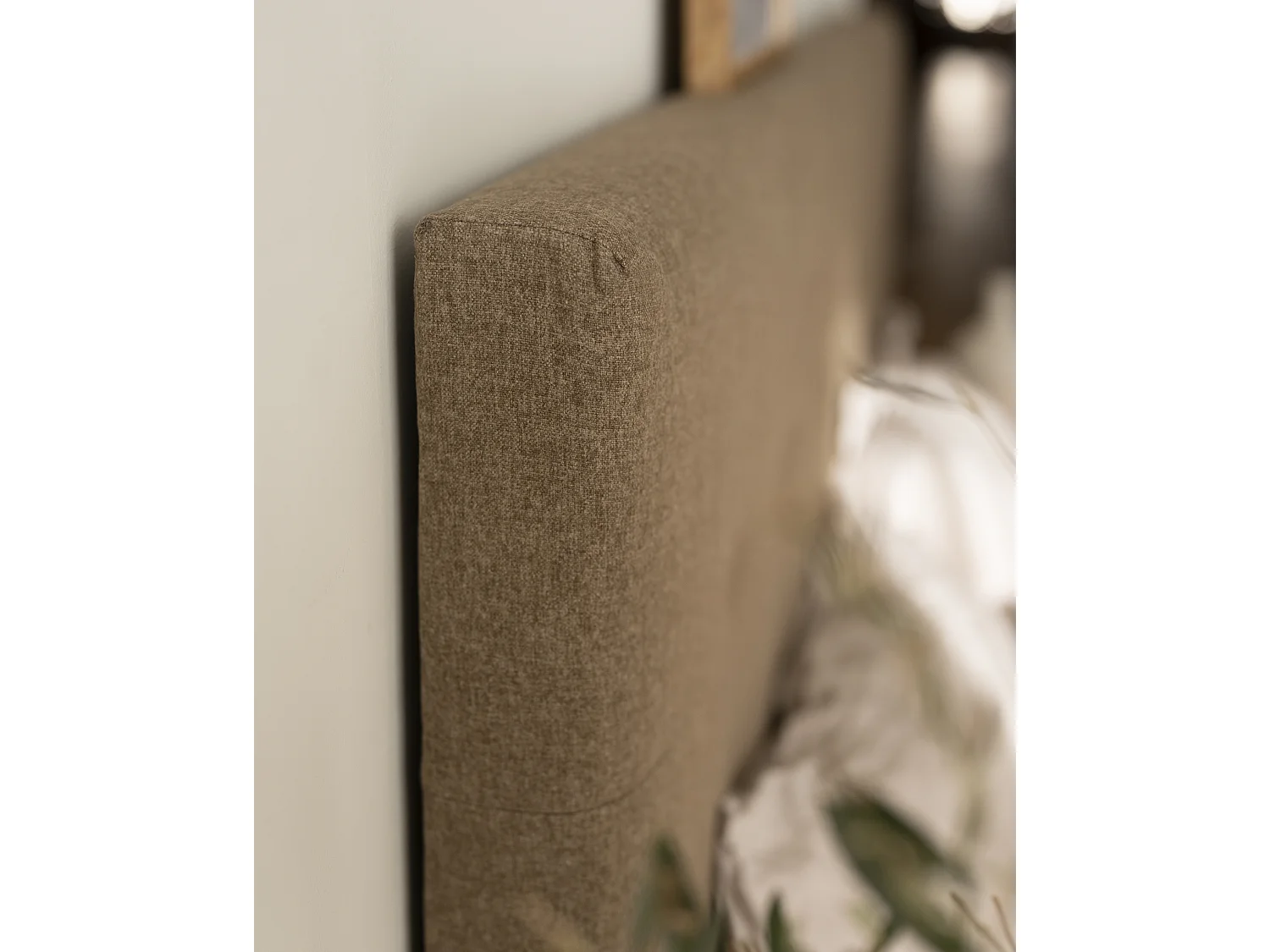 Tête de lit polyester capitonnée marron 135x80cm - ALAN - DECOWOOD