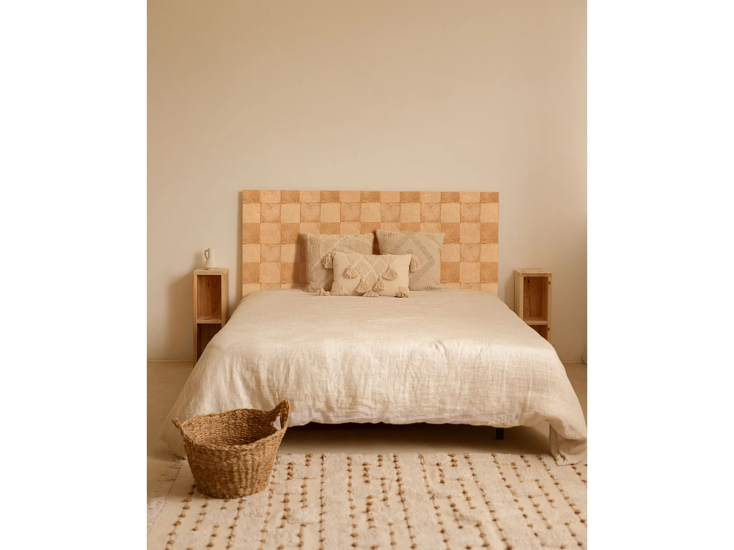 Tête de lit en bois de pin naturelle imprimée 200x80cm - CHLOE - DECOWOOD