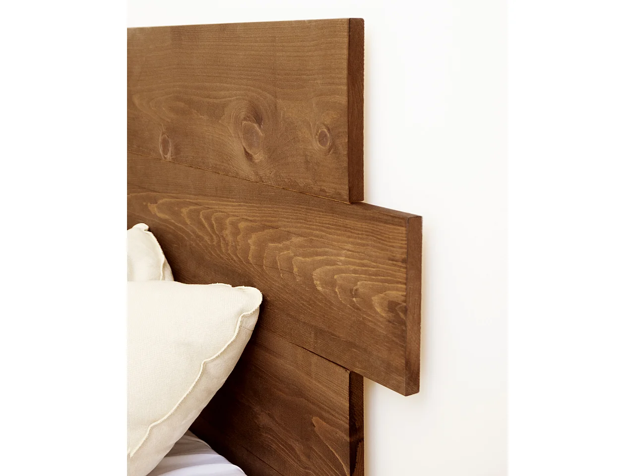 Cabecero de cama de madera maciza asimétrico tono nogal 200x80cm - FLANDES - DECOWOOD