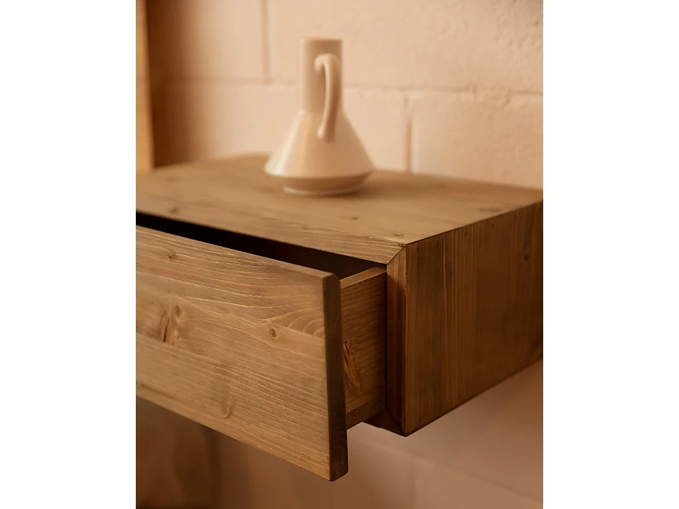 Ensemble tête de lit et tables de chevet en bois vieilli 180x80cm - FLANDES + INGRID - DECOWOOD