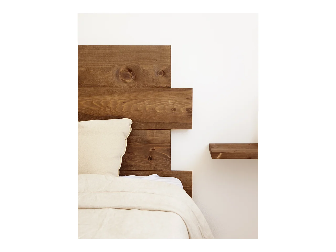 Testata del letto in legno asimmetrico in tono noce 140x80cm - FLANDES - DECOWOOD