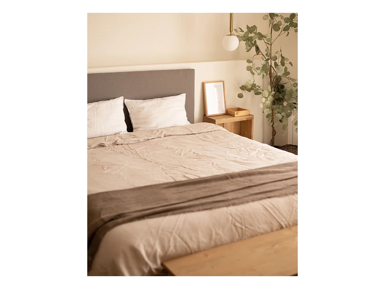 Tête de lit tapissée lisse gris 200x60cm - MIMUK - DECOWOOD