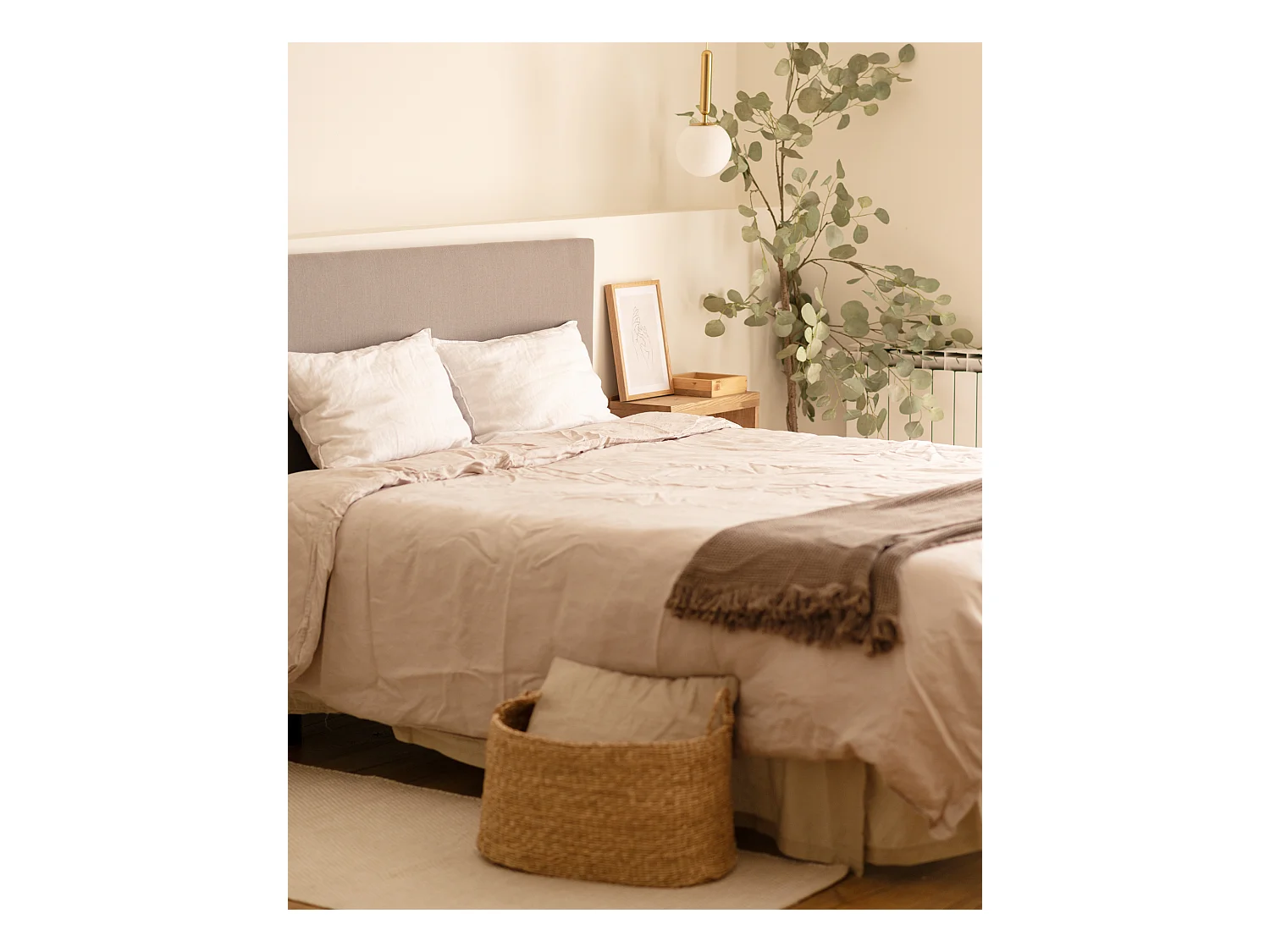 Tête de lit tapissée lisse gris 200x60cm - MIMUK - DECOWOOD