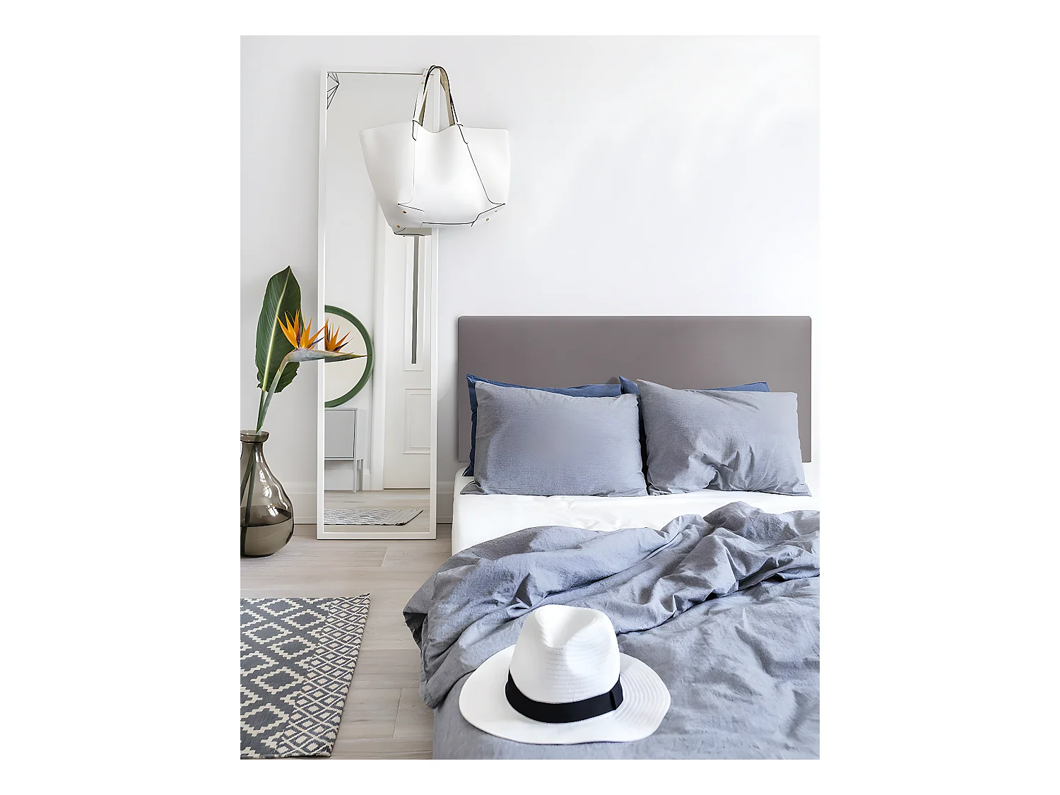 Tête de lit tapissée lisse gris 200x60cm - MIMUK - DECOWOOD
