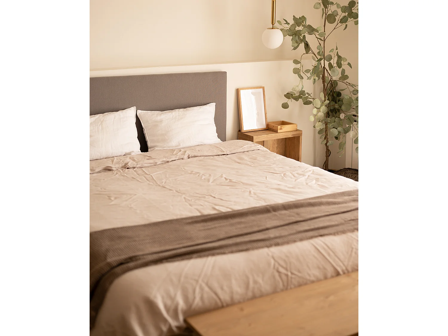 Tête de lit tapissée lisse gris 200x60cm - MIMUK - DECOWOOD