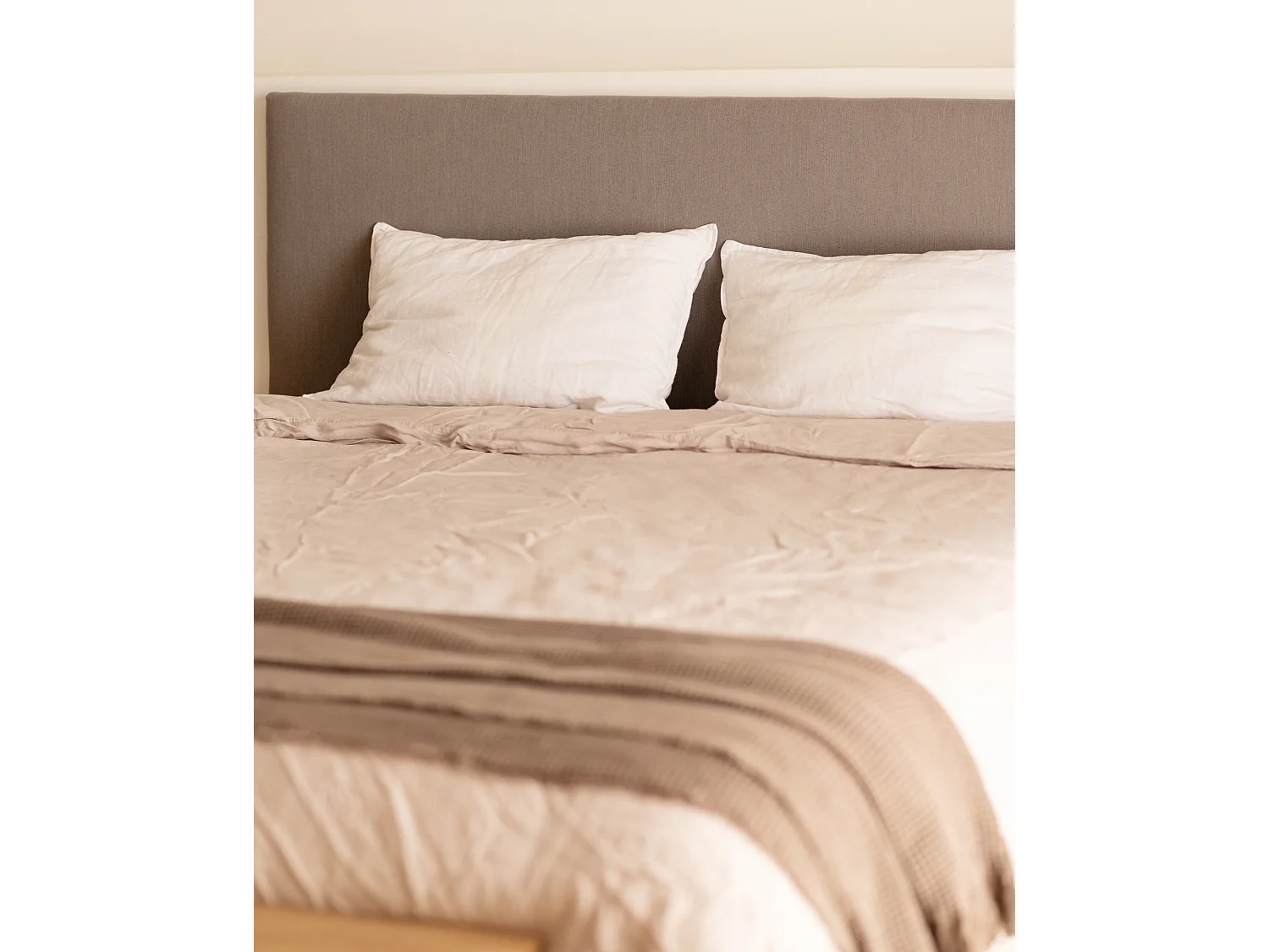 Tête de lit tapissée lisse gris 200x60cm - MIMUK - DECOWOOD