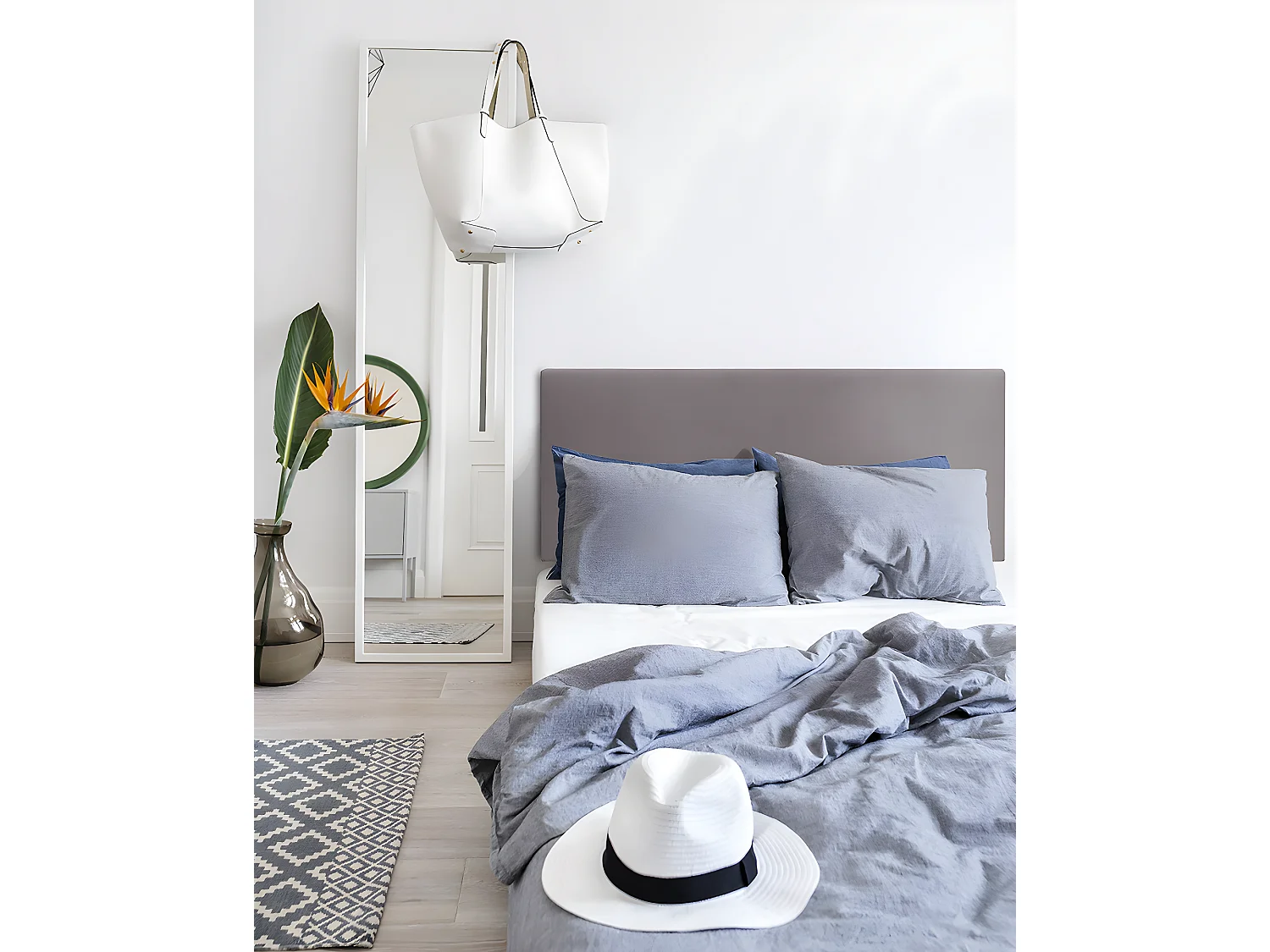 Tête de lit tapissée lisse gris 200x60cm - MIMUK - DECOWOOD