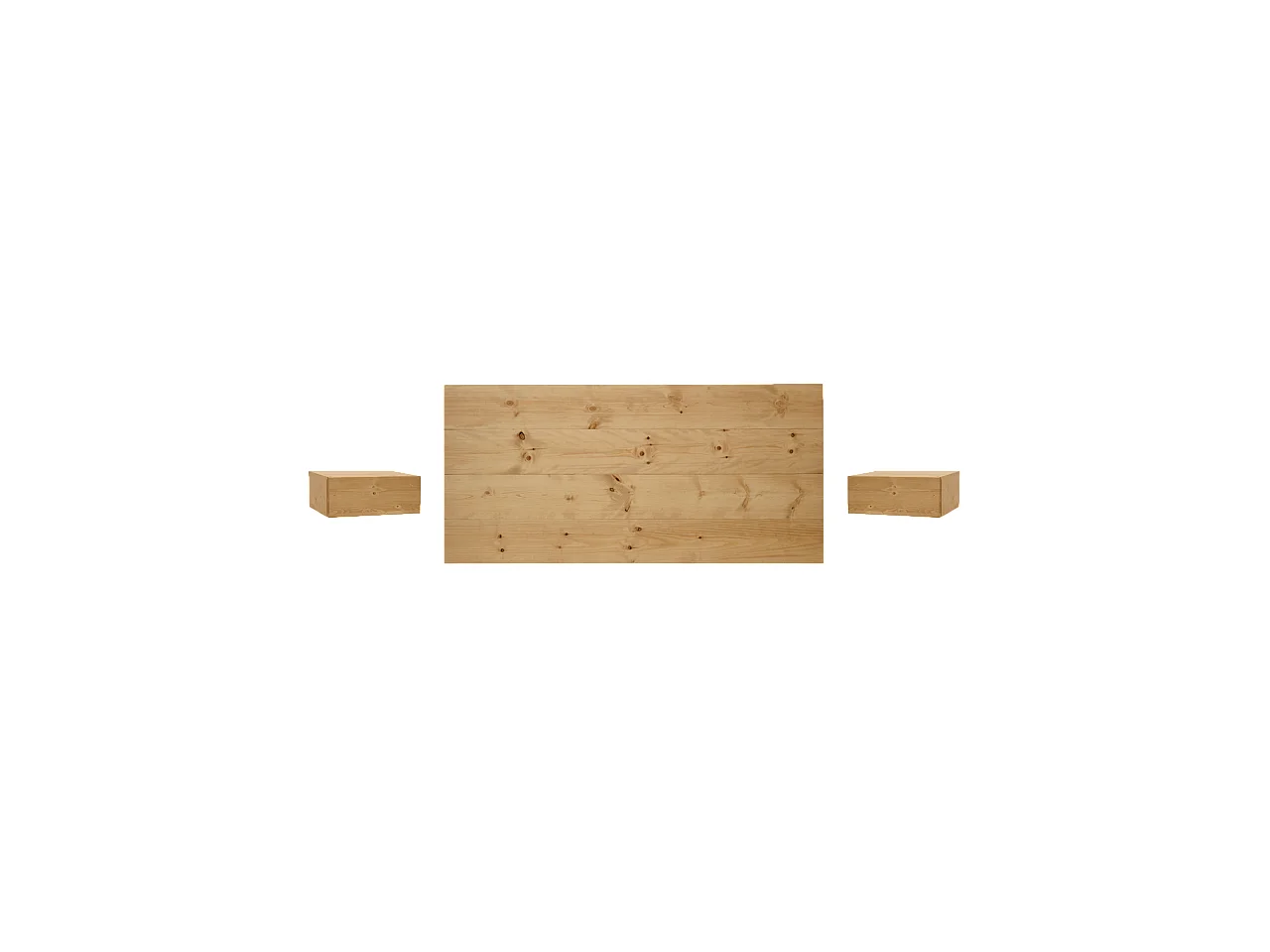 Ensemble tête de lit et tables de chevet en bois marron 180x80cm - FLANDES + INGRID - DECOWOOD