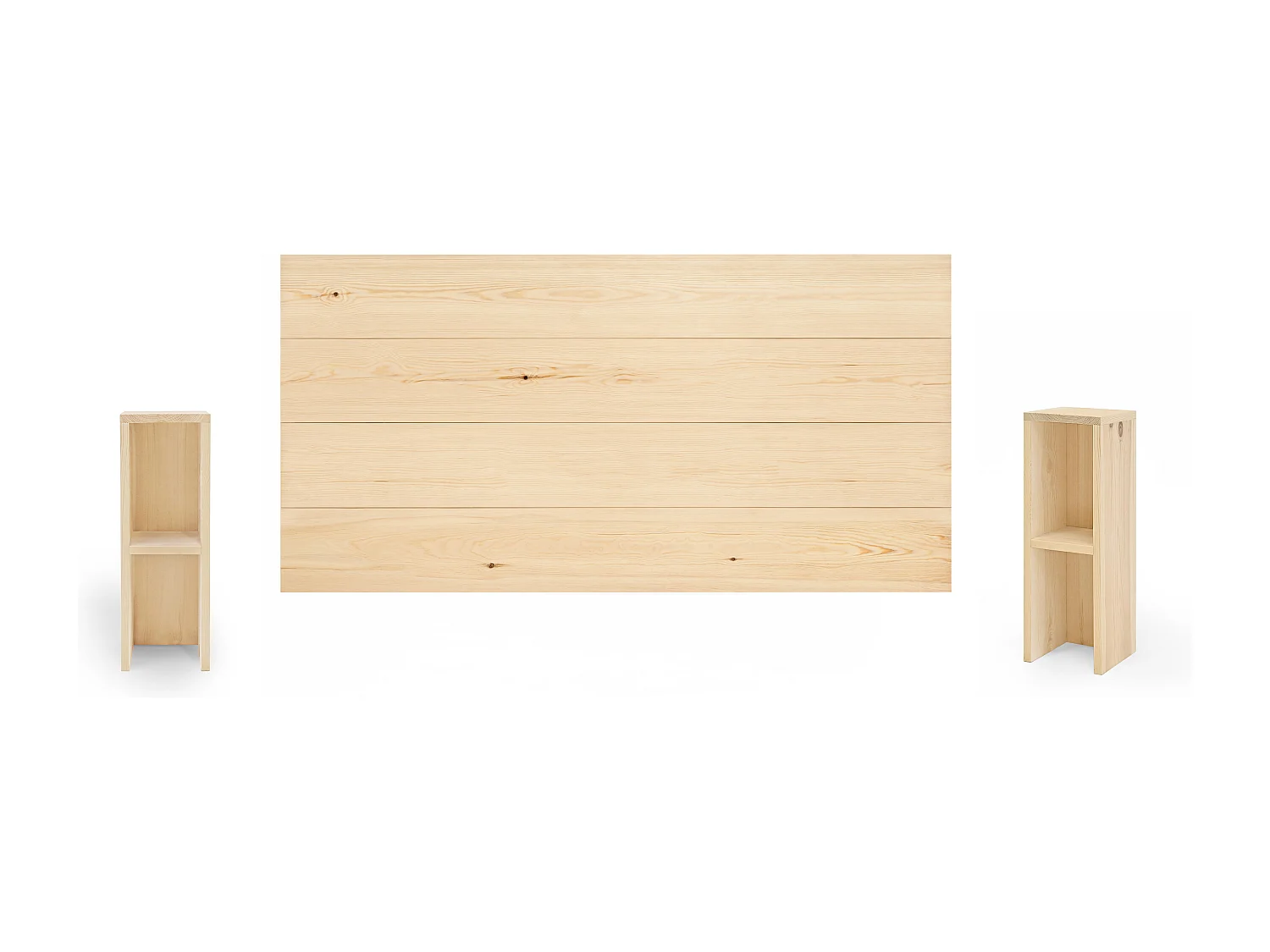 Ensemble têtes de lit et de tables en bois ton naturel 140x80cm - FLANDES + LINA - DECOWOOD