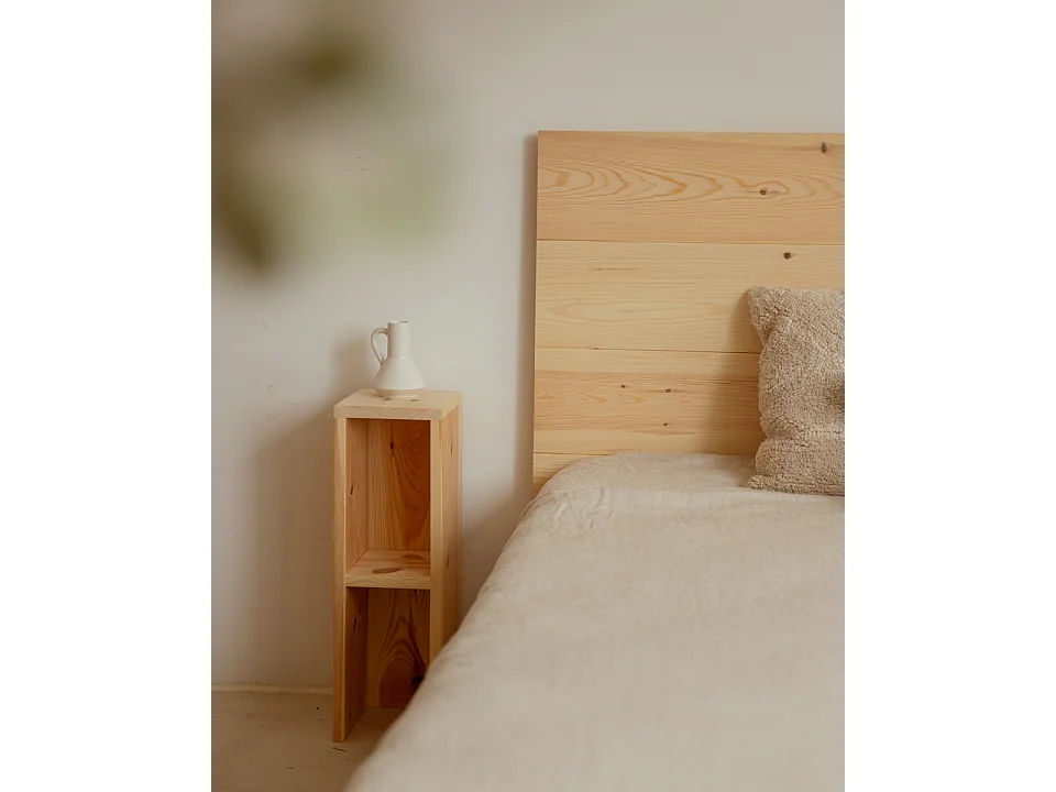 Ensemble têtes de lit et de tables en bois ton naturel 180x80cm - FLANDES + LINA - DECOWOOD