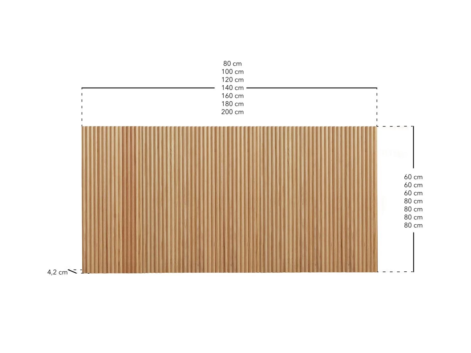 Cabecero de cama de madera maciza en tono roble medio de 140x80cm - BALI - DECOWOOD