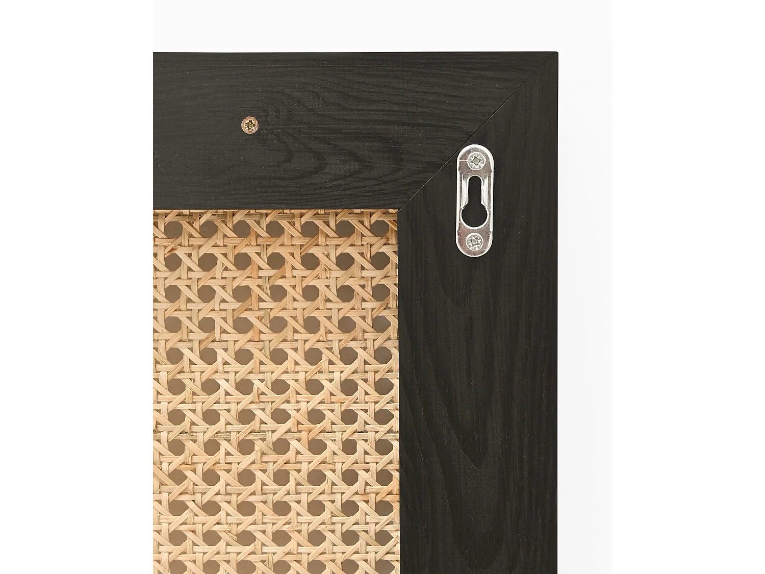 Tête de lit en bois de pin et cannage couleur noir 180x60cm - ELLEN CANNAGE - DECOWOOD