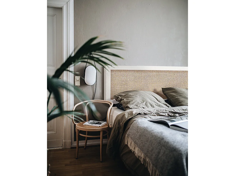 Cabecero de cama de madera maciza y cannage en tono blanco de 180x60cm - ELLEN CANNAGE - DECOWOOD