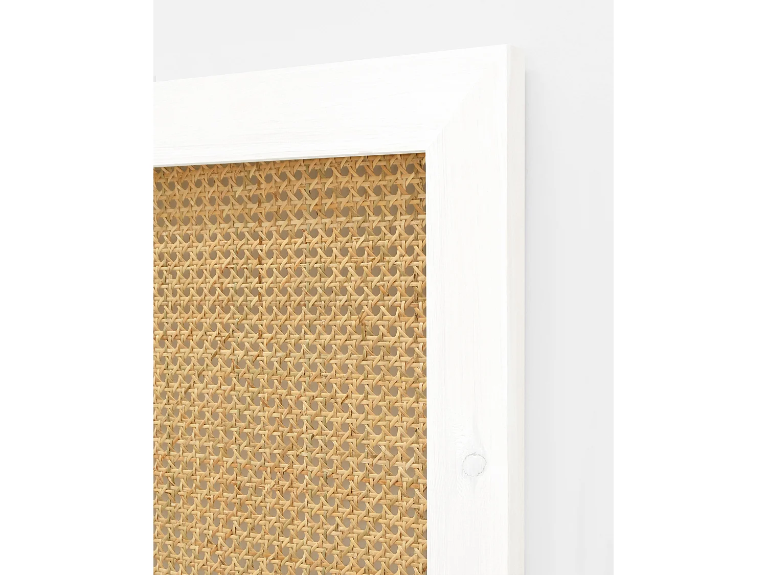 Tête de lit en bois de pin et cannage couleur blanche 180x60cm - ELLEN CANNAGE - DECOWOOD