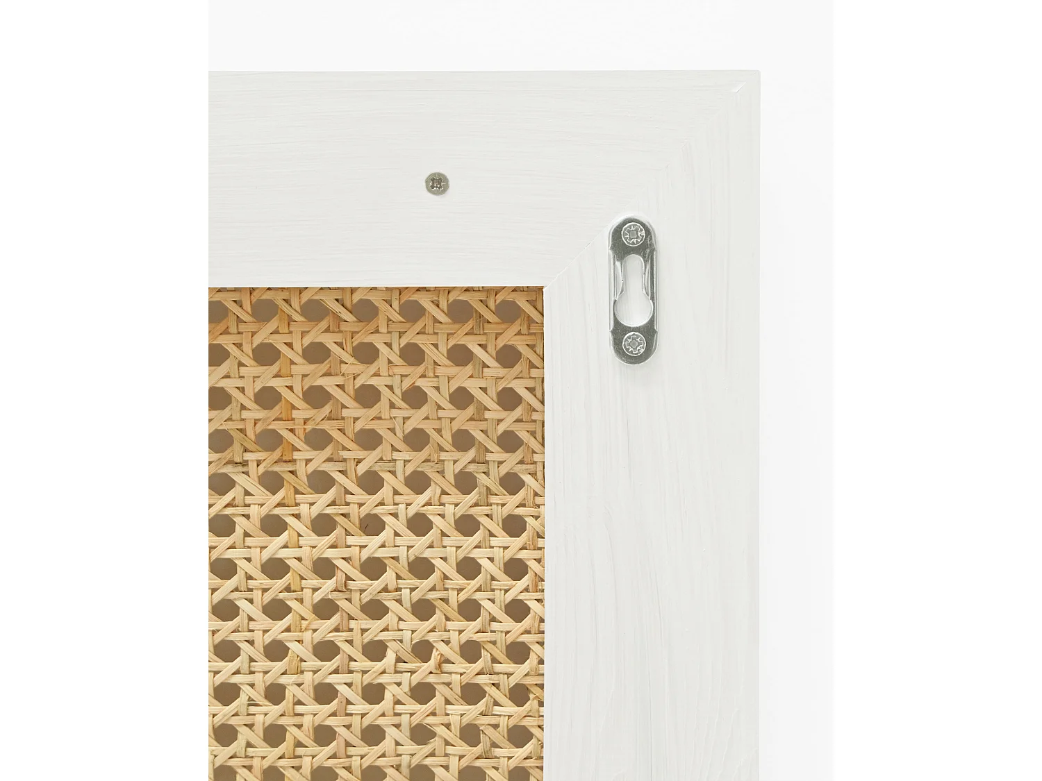 Tête de lit en bois de pin et cannage couleur blanche 180x60cm - ELLEN CANNAGE - DECOWOOD