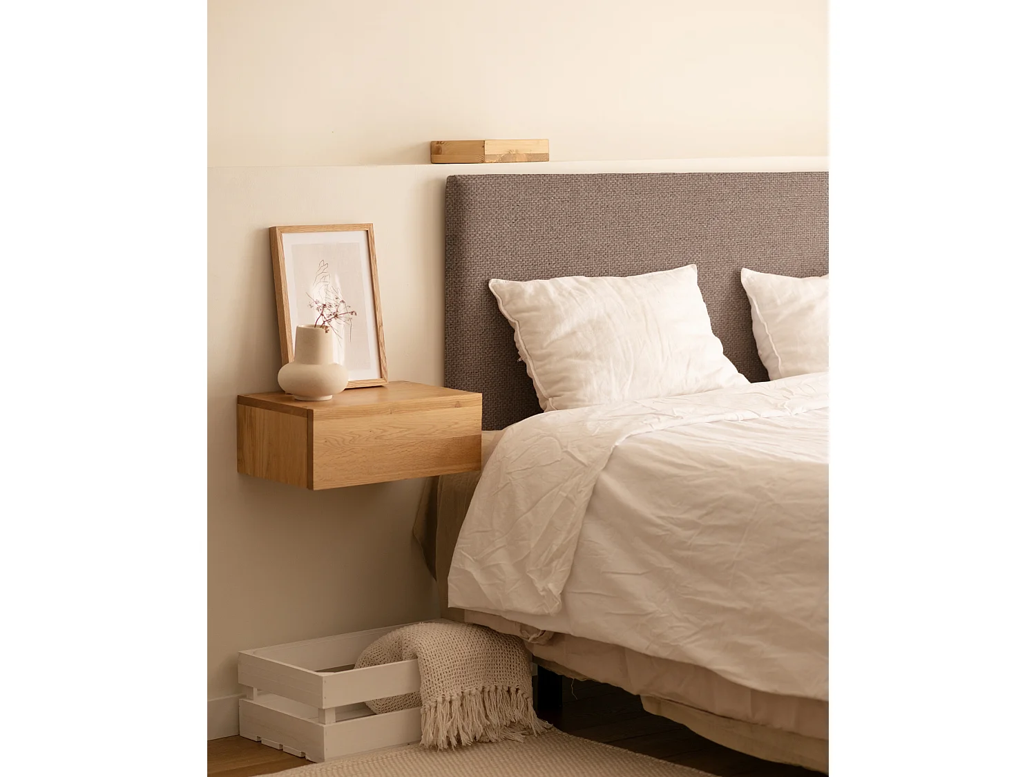 Tête de lit tapissée lisse brun 150x60cm - MIMUK - DECOWOOD