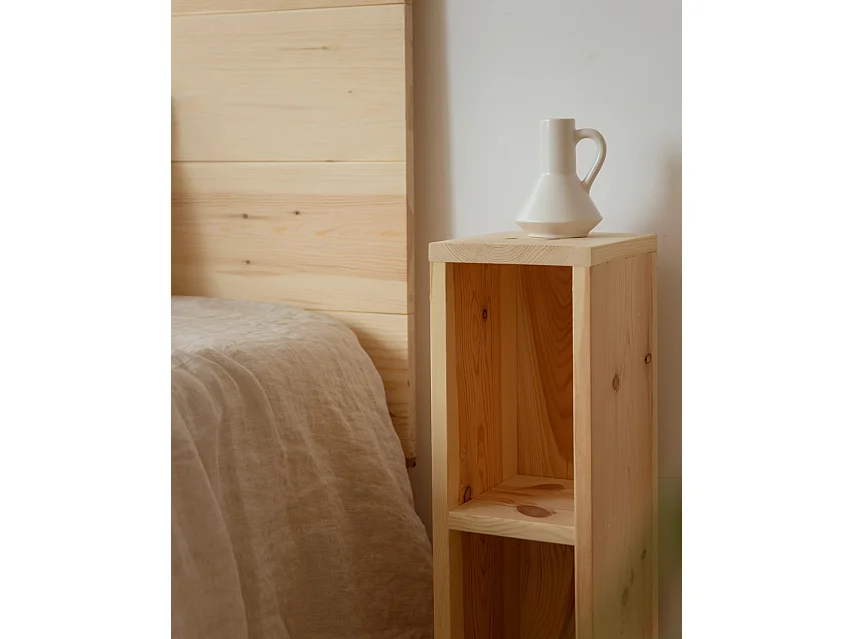 Ensemble têtes de lit et de tables en bois ton naturel 160x80cm - FLANDES + LINA - DECOWOOD