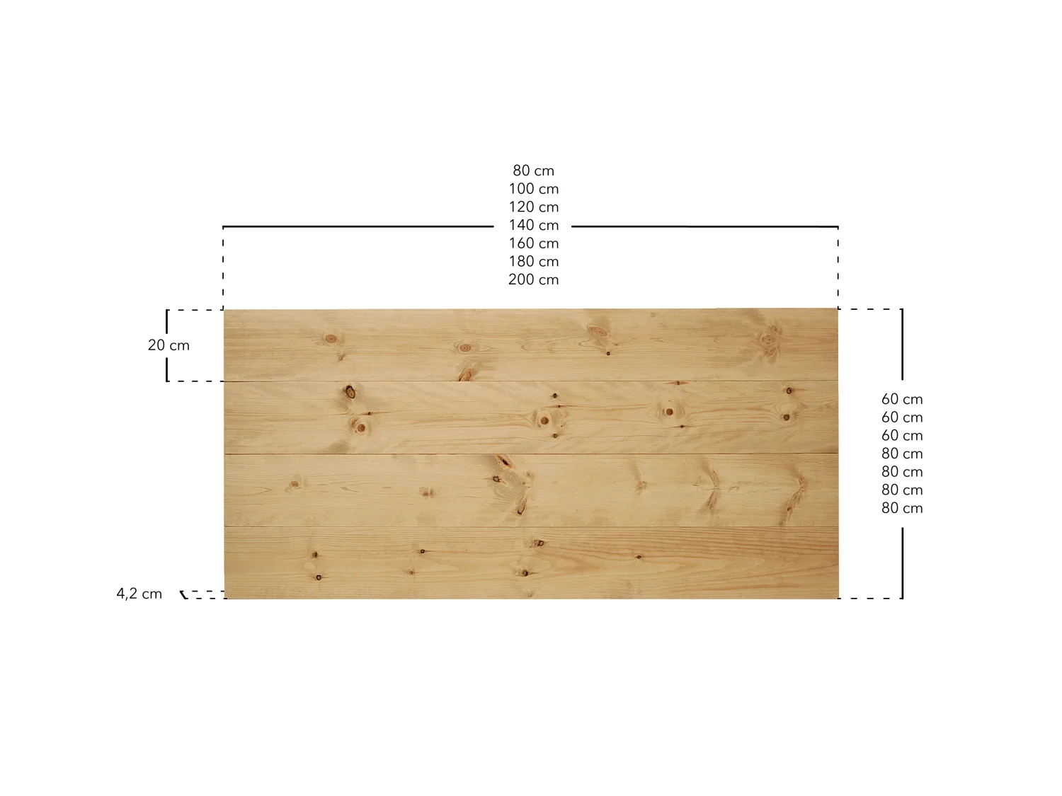 Cabecero de cama de madera maciza en tono roble medio de 180x80cm - FLANDES - DECOWOOD