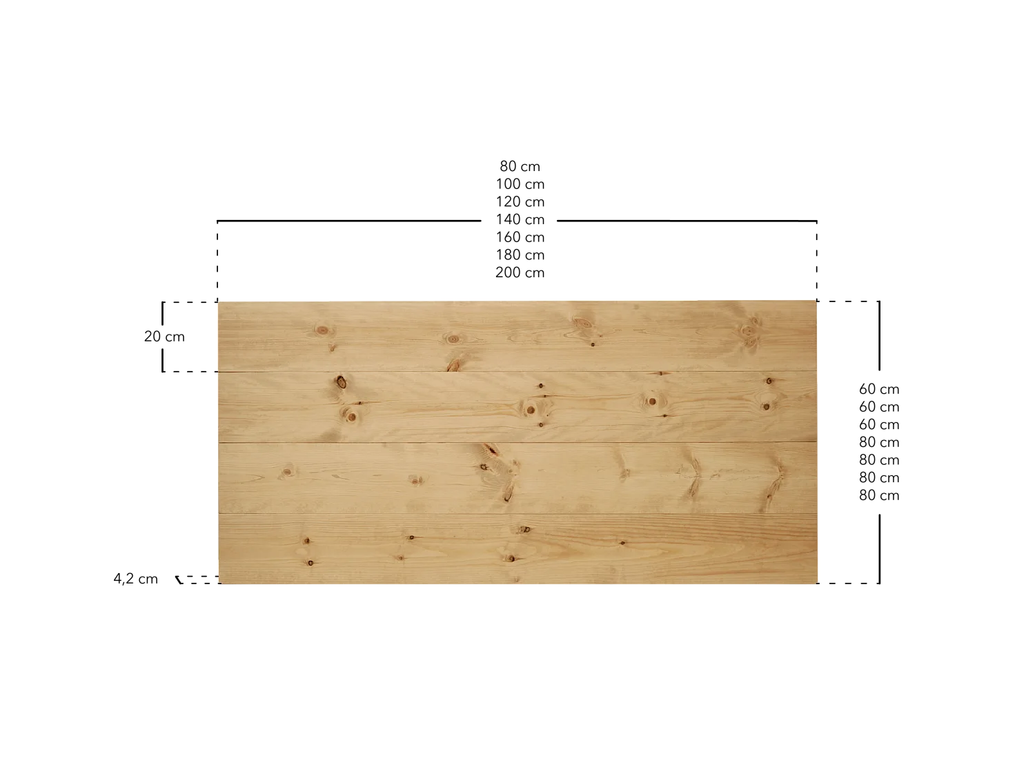 Cabecero de cama de madera maciza en tono roble medio de 180x80cm - FLANDES - DECOWOOD