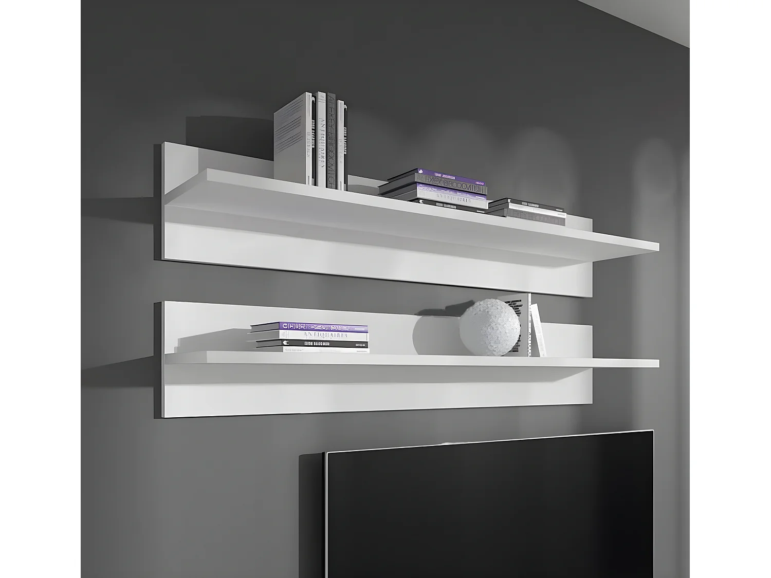 Conjunto 2 Estantes para Salón comedor en Blanco 100x20x20cm Nora