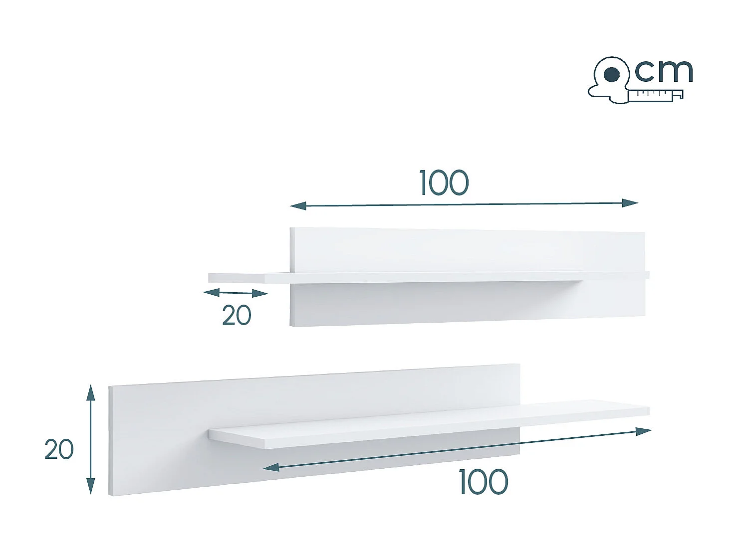 Conjunto 2 Estantes para Salón comedor en Blanco 100x20x20cm Nora