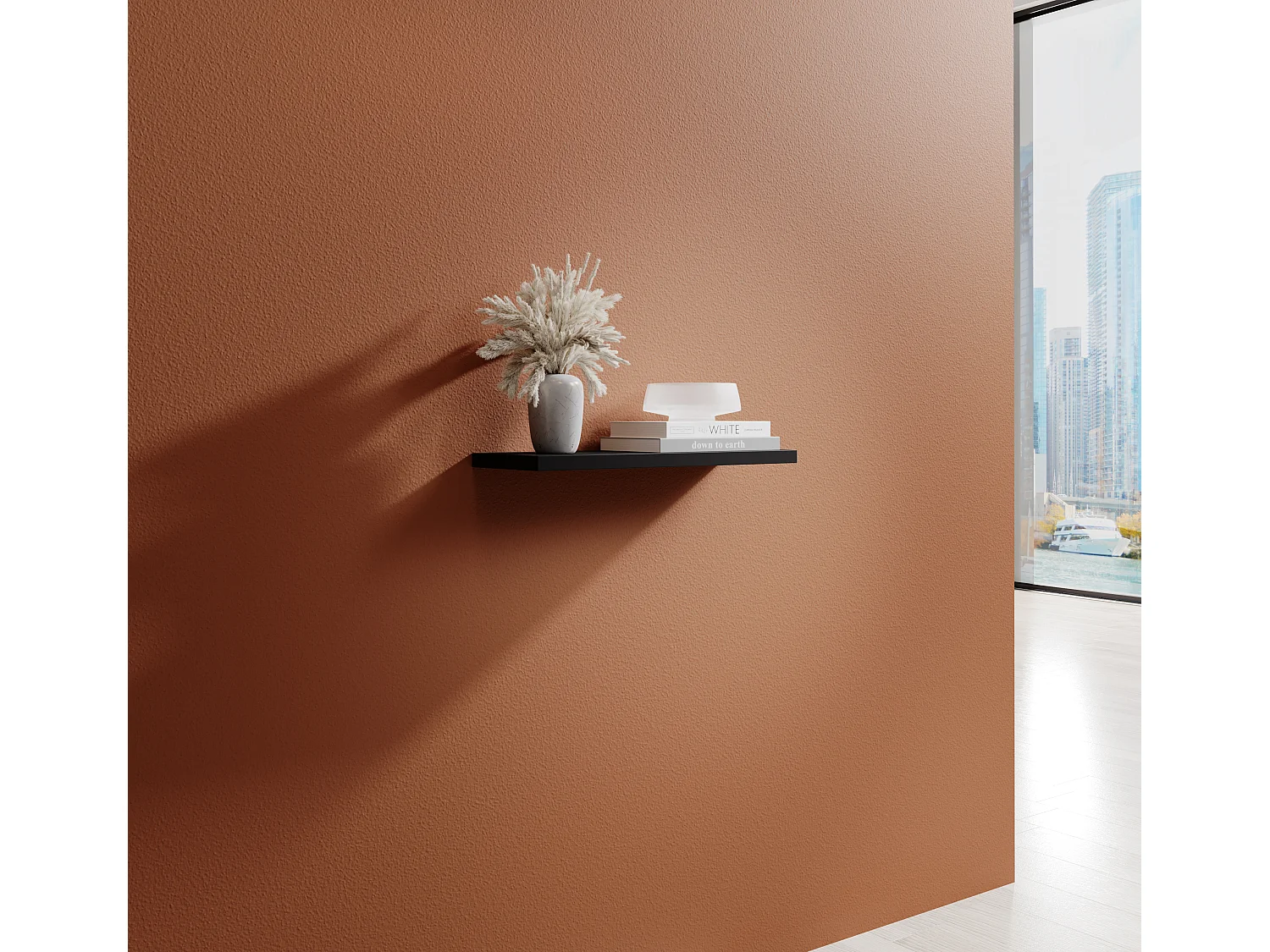 Estante de pared para Salón comedor en Negro 60x20x2,2cm Berit