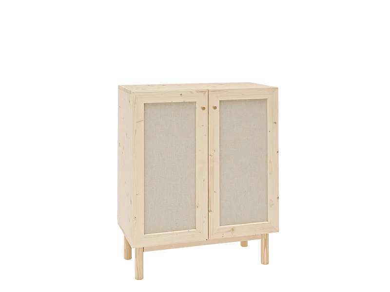 Credenza in legno massello a 2 ante in tono naturale - LINEN - DECOWOOD