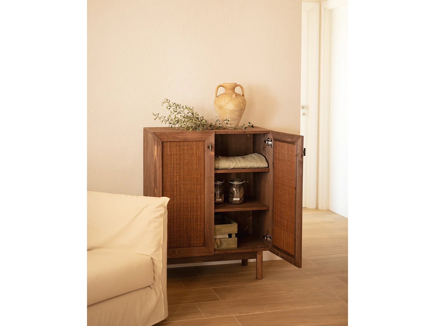 Aparador de madera maciza nogal 80x100cm - OLIVIA - DECOWOOD