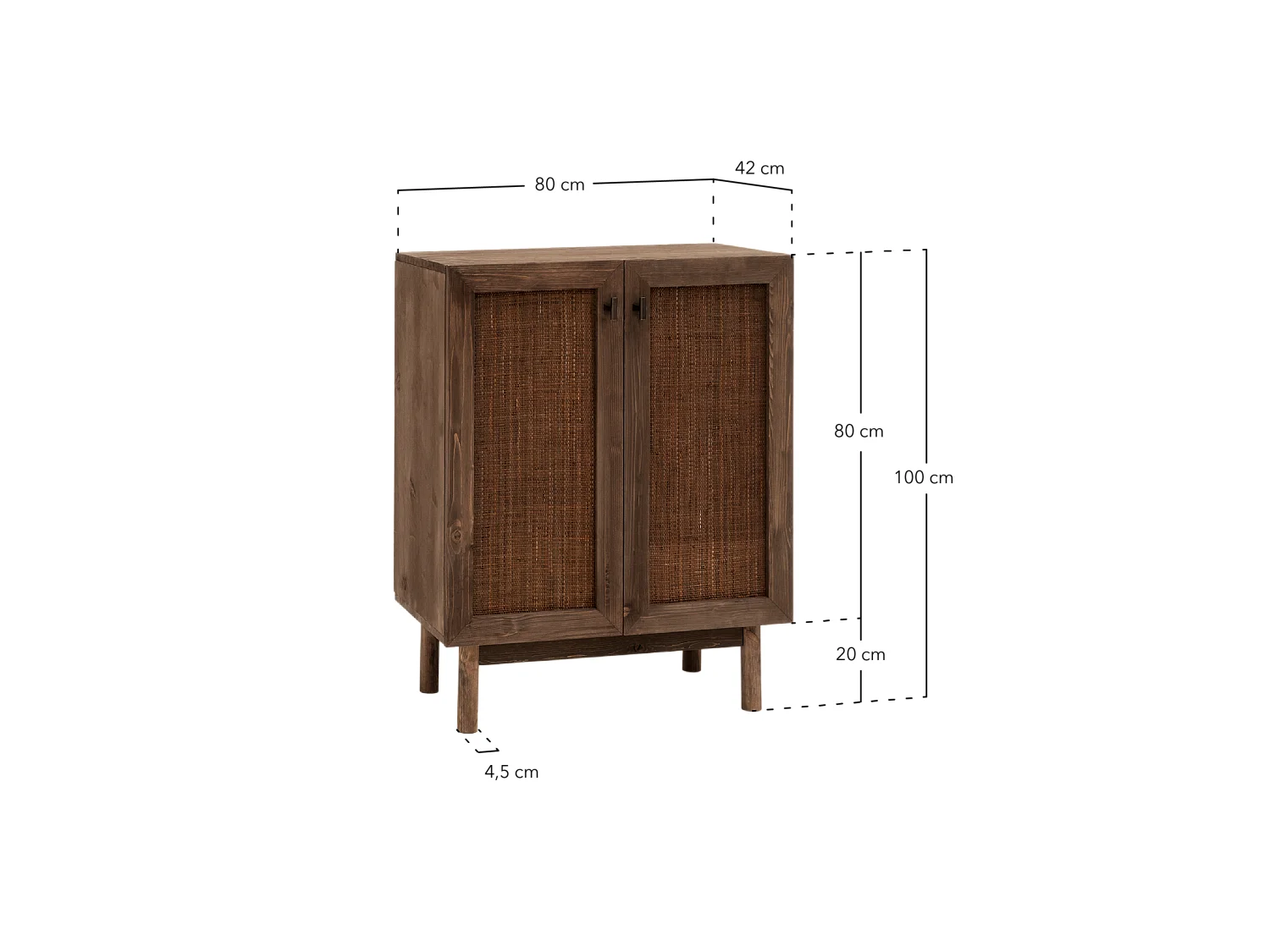 Aparador de madera maciza nogal 80x100cm - OLIVIA - DECOWOOD