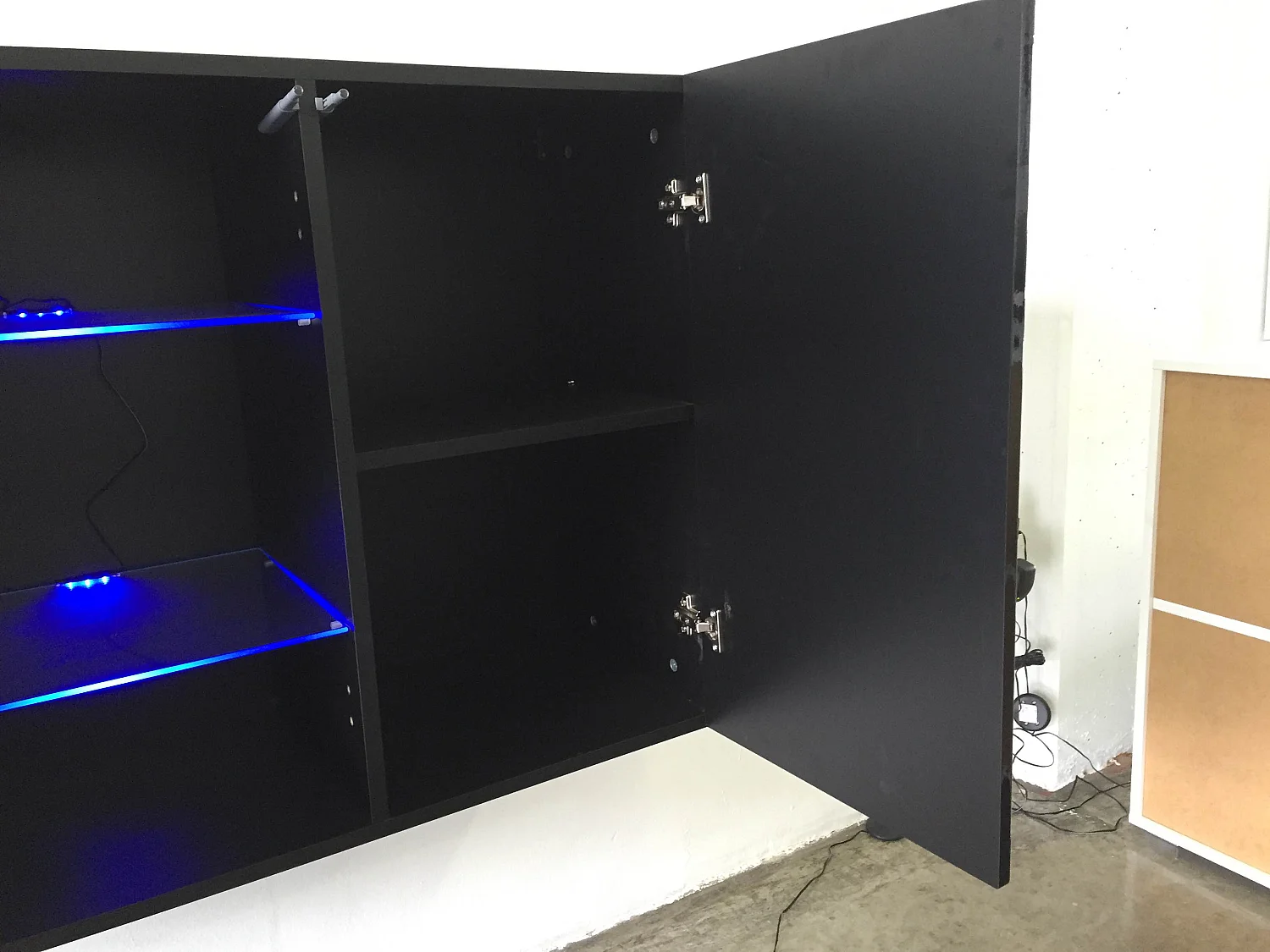 Bahut Buffet pour Salon Salle à manger en Blanc et Noir avec LED 120x40x70cm Nora A2