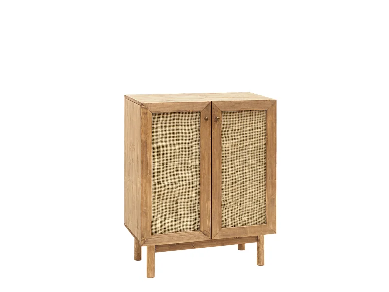 Credenza in legno massello a 2 ante in tono rovere scuro - FRIDA - DECOWOOD