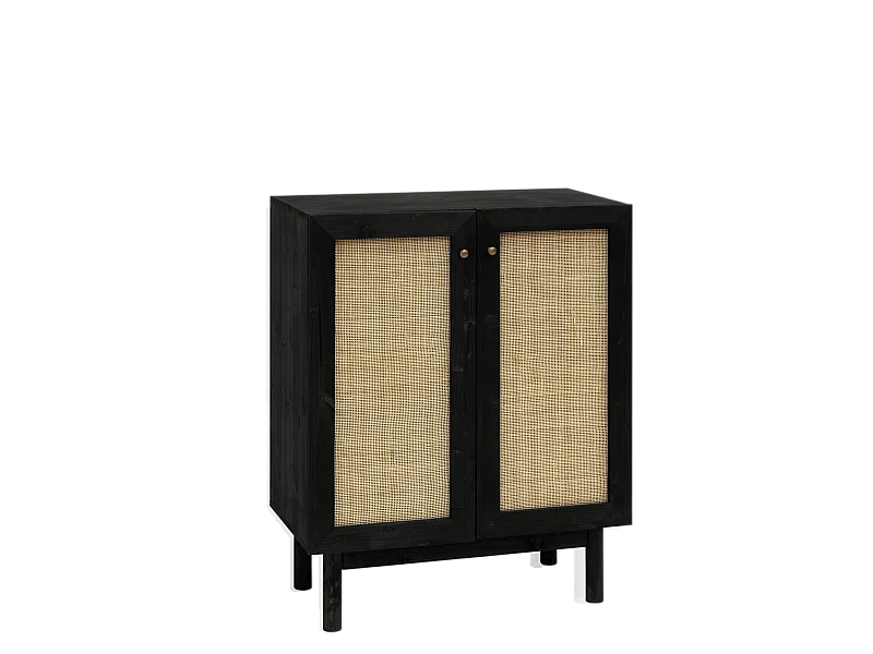 Credenza in legno massello a 2 ante in tono nero - FRIDA - DECOWOOD