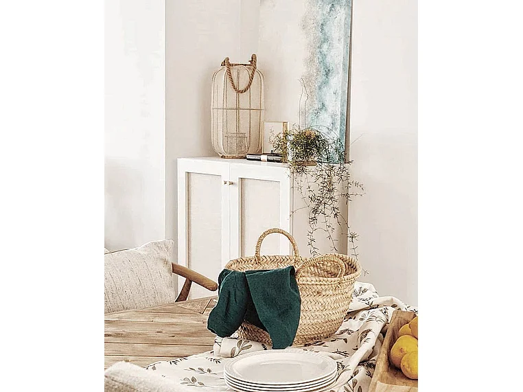 Credenza in legno massello a 2 ante in tono bianco - LINEN - DECOWOOD