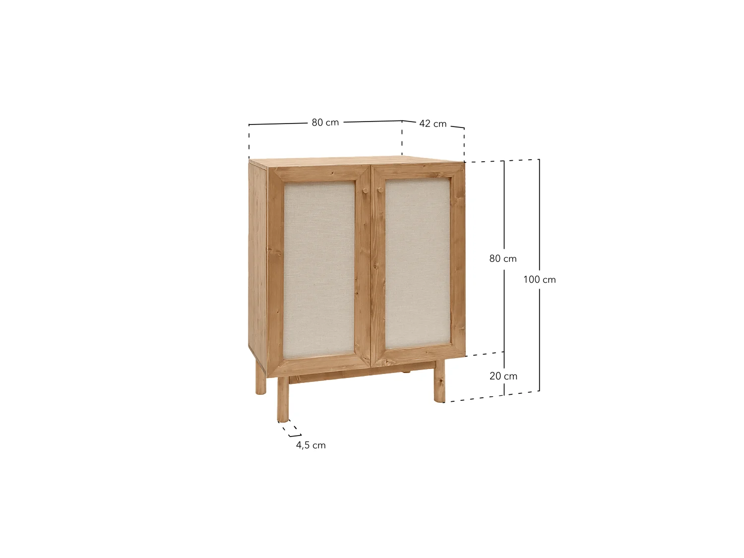 Credenza in legno massello a 2 ante in tono bianco - LINEN - DECOWOOD