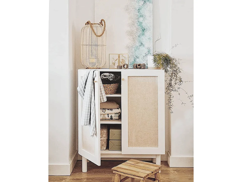 Aparador de madera maciza blanco - LINEN - DECOWOOD