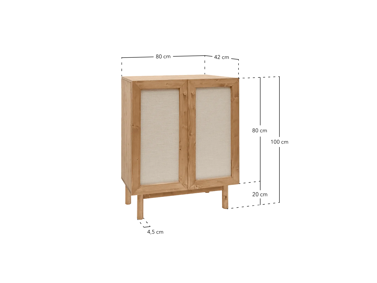 Credenza in legno massello a 2 ante in tono bianco - LINEN - DECOWOOD