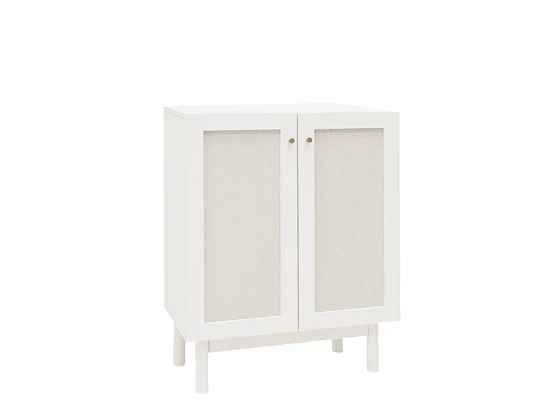 Credenza in legno massello a 2 ante in tono bianco - LINEN - DECOWOOD