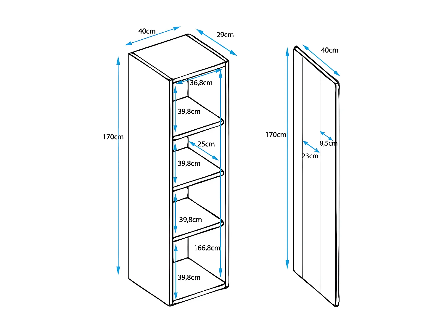 Meuble tv mural pour Salon Salle à manger en Blanc avec LED 260x40x160cm Nora 8