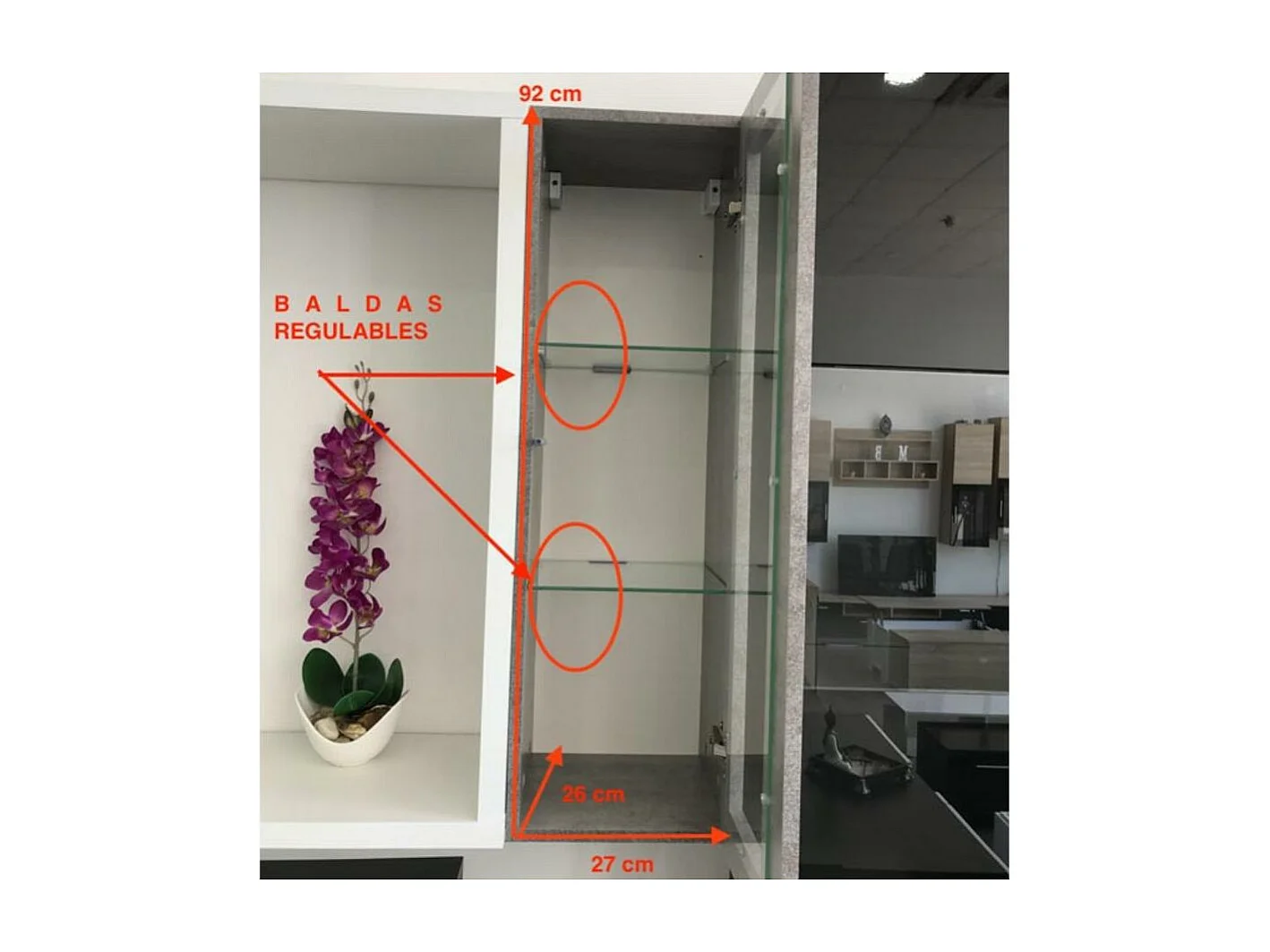 Mueble de salón para Salón comedor en Blanco y Gris con LED 237x30x95cm Urko