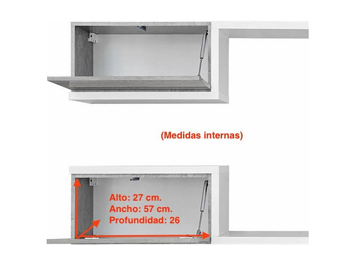 Mueble de salón para Salón comedor en Blanco y Gris con LED 237x30x95cm Urko