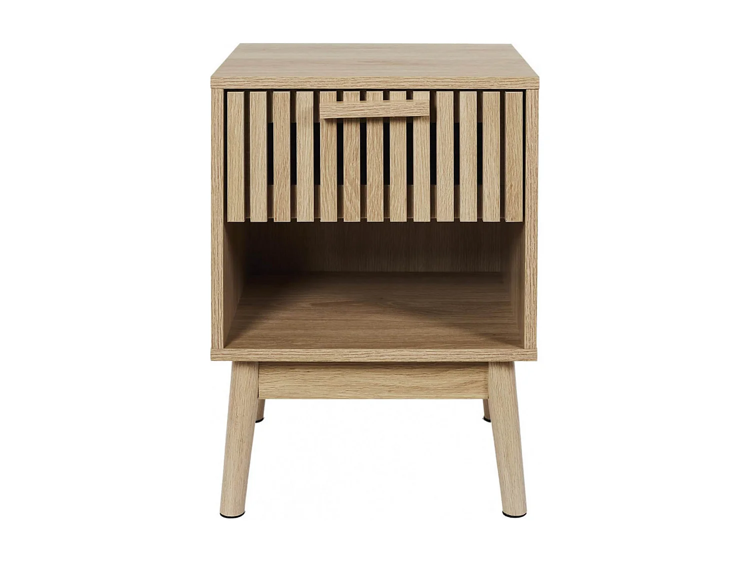 PAJAN - Chevet 1 Tiroir 1 Niche Effet Bois avec Tasseaux