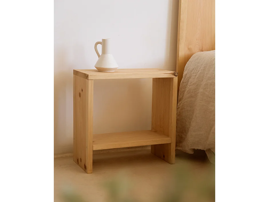 Comodino in legno massello in tono marrone chiaro 40x40cm - MELLER - DECOWOOD