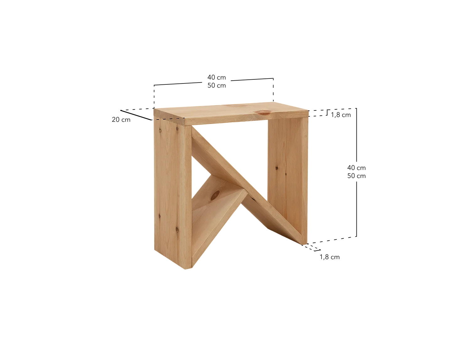 Set 2 piccoli tavoli in legno massello in tono marrone 40x40cm - STOKE - DECOWOOD