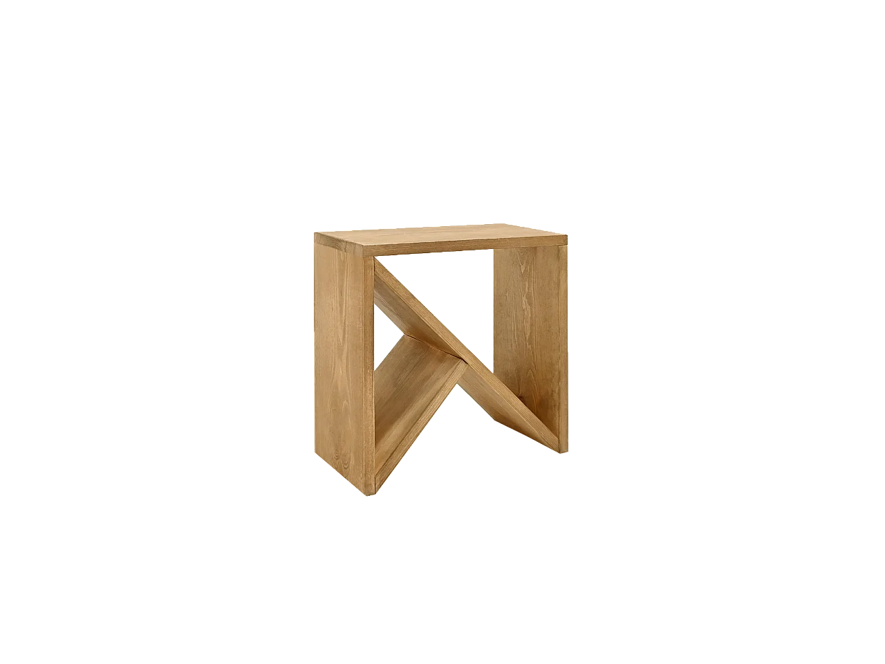 Comodino in legno massello in tono marrone chiaro 50x50cm - STOKE - DECOWOOD